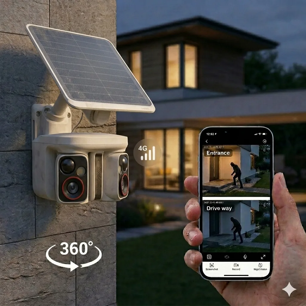 SolarCam 4G - Cámara de seguridad solar con visión de 360 grados