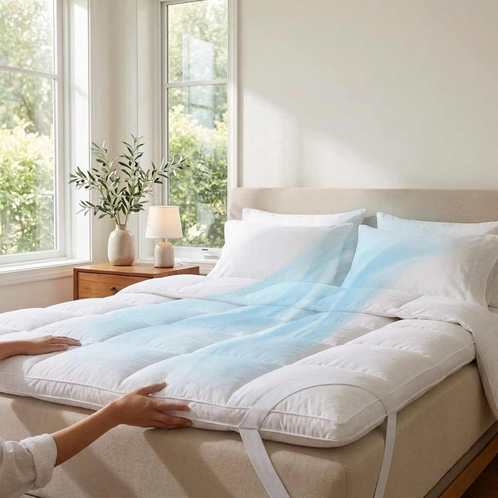 FreshSleep hűsítő topper az ágyon, CoolCore technológia