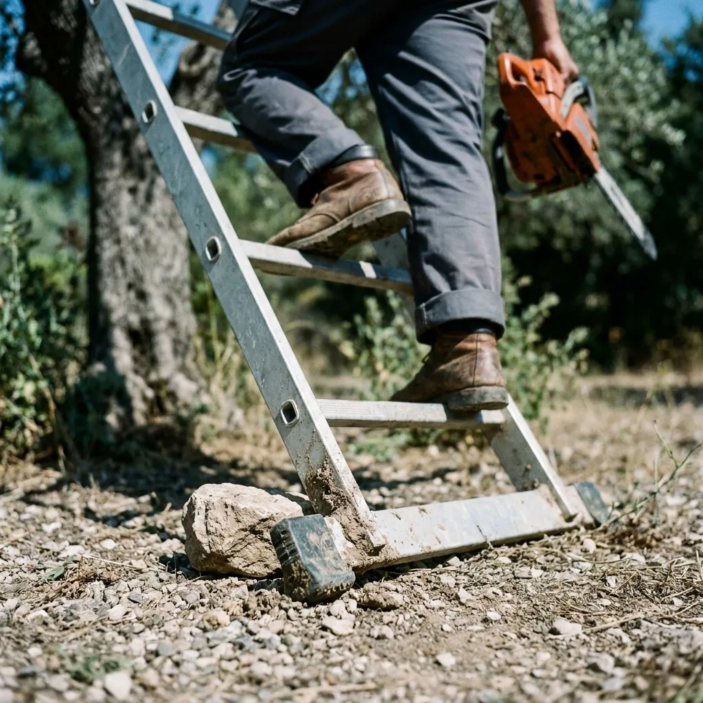 Nestabilios kopėčios ir benzininis pjūklas: kiekvieno genėjimo rizika
