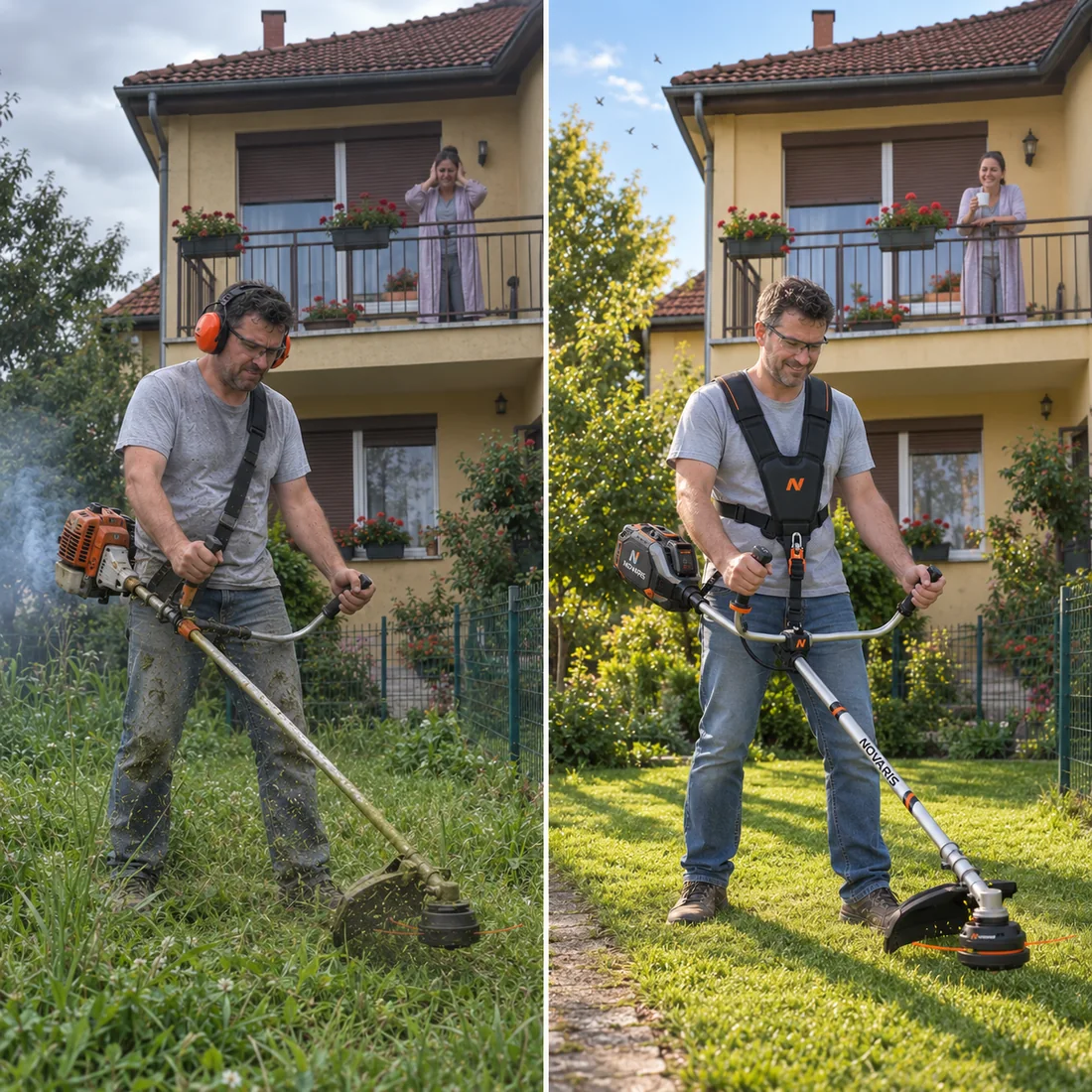Alacsony zajú fűnyíró a kertbe